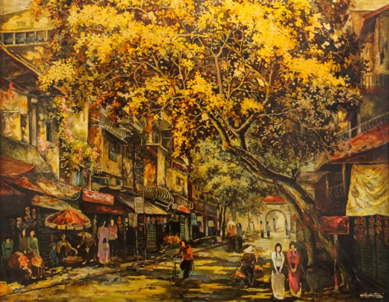 Ánh Vàng Nơi Góc Phố IV - Tranh Sơn Mài Đẹp Của Họa Sĩ Giáp Văn Tuấn