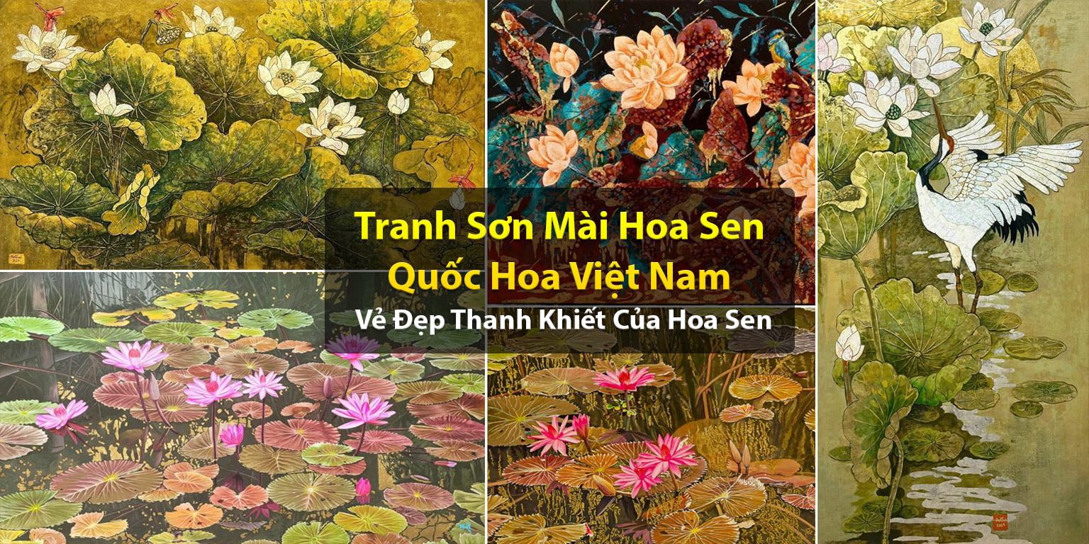 Banner Tranh Sơn Mài Hoa Sen