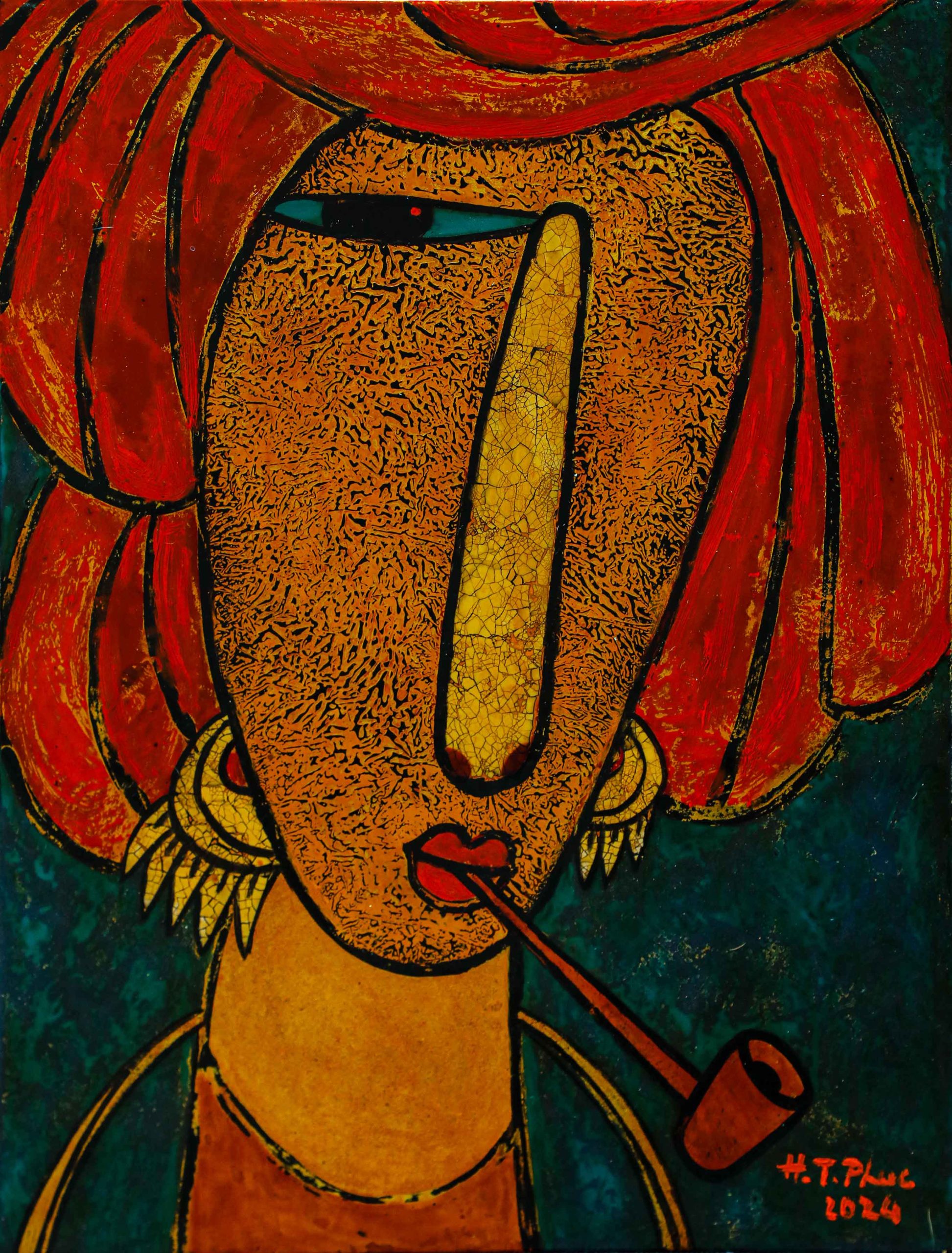 Chân Dung Dân Tộc I - Tranh Sơn Mài Hiện Đai Của Họa Sĩ HT Phúc Chân Dung Dân Tộc I - Tranh Sơn Mài Hiện Đai Của Họa Sĩ HT Phúc