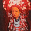 Chân Dung Thiếu Nữ Dao Đỏ VII - Tranh Sơn Mài Nghệ Thuật Của Họa Sĩ Hoàng Hoàn