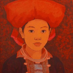 Chân Dung Thiếu Nữ Dao Đỏ IV - Tranh Sơn Mài Nghệ Thuật Của Họa Sĩ Hoàng Hoàn