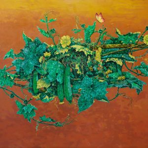 Giàn Mướp III - Tranh Sơn Mài của Họa Sĩ Nguyễn Văn Nghĩa