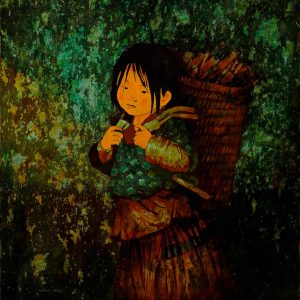 Giúp Mẹ - Tranh Sơn Mài Nghệ Thuật Của Họa Sĩ Hoàng Hoàn