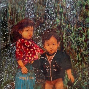 Hai Chị Em - Tranh Sơn Mài của Họa Sĩ Trịnh Quế Anh