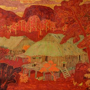 Hương Mai Bản Em - Tranh sơn mài nghệ thuật bởi họa sĩ Ngô Tuấn Anh