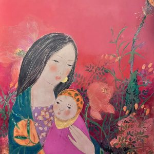 Vòng tay Mẹ - Tranh sơn mài nghệ thuật của hoạ sĩ Đặng Hiền