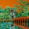 Ngọc Sơn Linh Tự - Tranh Sơn Mài của Họa Sĩ Nguyễn Văn Nghĩa