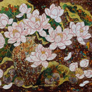 Những Đóa Sen Thơm - Tranh Sơn Mài Của Họa Sĩ Châu Ái Vân