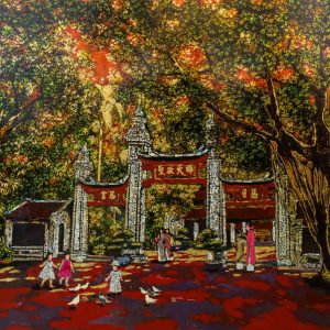 Phong Cảnh Chùa Láng - Tranh Sơn Mài của Họa Sĩ Nguyễn Tuấn Anh