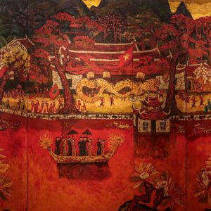 Phong cảnh Chùa Thầy - Tranh Sơn Mài Đẹp Của Họa Sĩ Ngô Bá Công