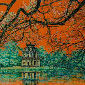 Quy Sơn Tháp - Tranh Sơn Mài của Họa Sĩ Nguyễn Văn Nghĩa