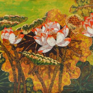 Thanh Cao II - Tranh Sơn Mài Hoa Sen của Họa Sĩ Trần Thiệu Nam