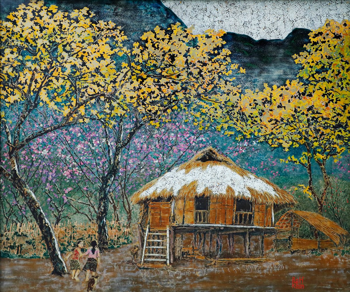 Thung Mơ - Tranh Sơn Mài Đẹp Của Hoạ Sĩ Lê Khánh Hiếu