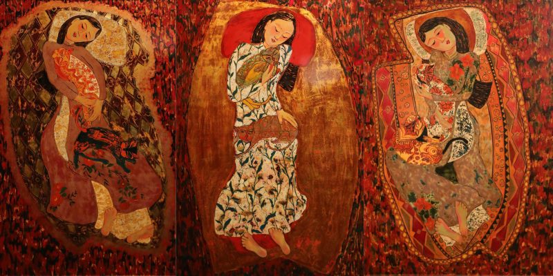 Tổ Ấm (3 tấm)- Tranh Sơn Mài Đẹp Của Họa Sĩ Ngô Bá Công