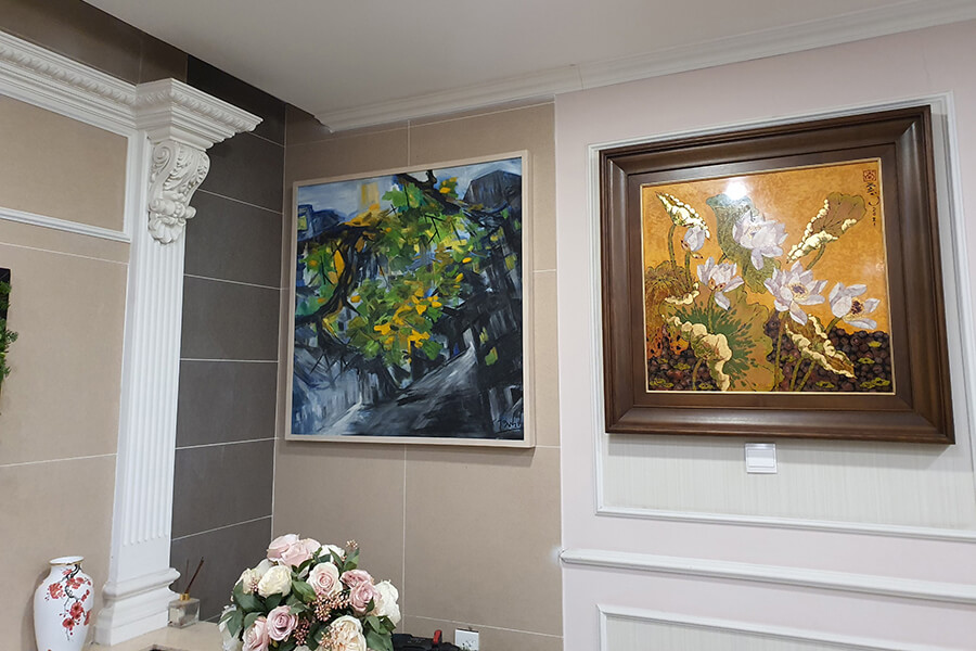 Tranh Sơn Mài Hoa Sen Cao Cấp