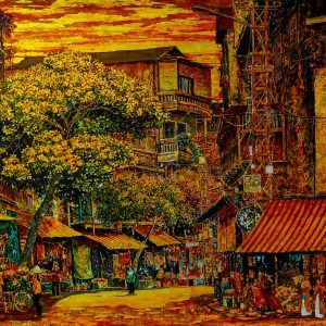 Trường Ca Phố - Tranh Sơn Mài Họa Sĩ Giáp Văn Tuấn