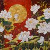 Sen Dưới Trang - Tranh sơn mài của HS Châu Ái Vân