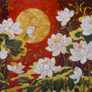 Sen Dưới Trang - Tranh sơn mài của HS Châu Ái Vân